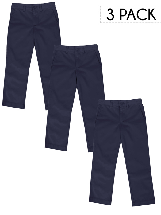 3 Pack Boy's Stretch Slim Fit School Uniform Chino Pants